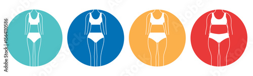Underweight, Normal, Chubby, Overweight icon set illustration vector. Inside Circle