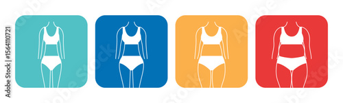 Underweight, Normal, Chubby, Overweight icon set illustration vector. Inside Square