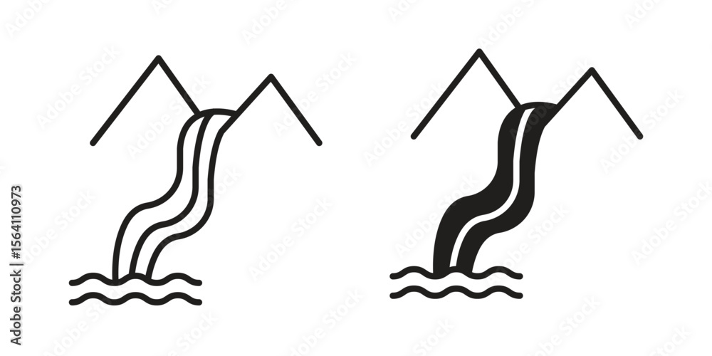 Fototapeta premium Waterfall icon in Thin linear and flat style. sign and symbol set