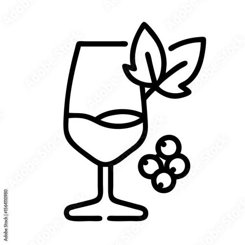 Wine glass with grapes and leaf icon