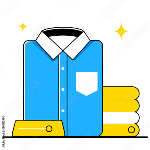 Folded shirt icon with stack of clothes