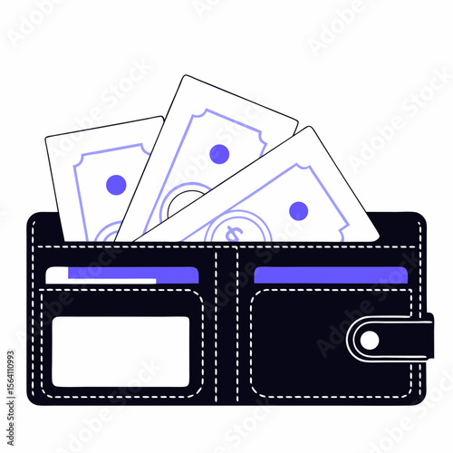 Wallet icon with cards and money