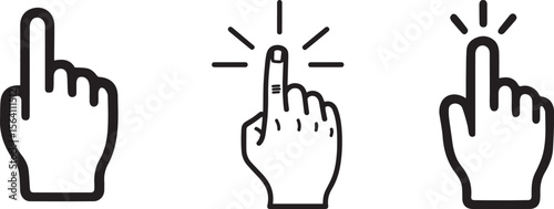 Three Black and White Clicking Hand Icons