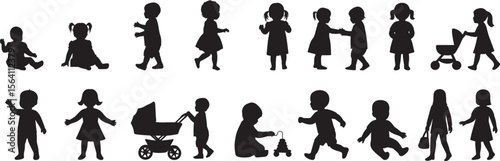 Silhouette Collection of Children in Various Activities