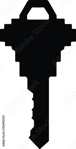 Key Silhouette Vector Illustration - Simple black silhouette of key isolated on a plain solid white background