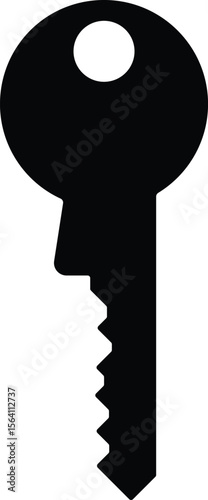 Key Silhouette Vector Illustration - Simple black silhouette of key isolated on a plain solid white background