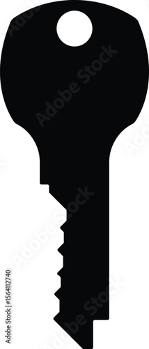 Key Silhouette Vector Illustration - Simple black silhouette of key isolated on a plain solid white background