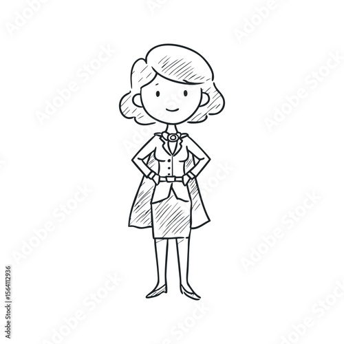 Businesswoman in superhiro cloak standing in hero pose