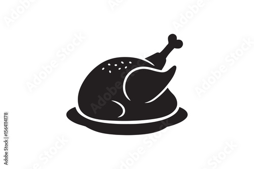 African Chicken food Silhouette Image in White background