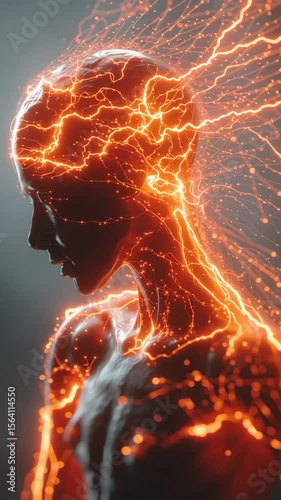 An evocative image of a person with glowing veins, radiating energy and vitality, set against a moody backdrop, representing inner power and transformation.