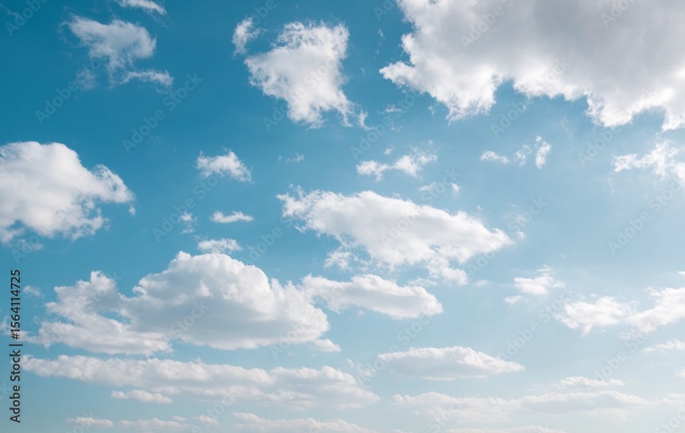 Fototapeta premium A clear blue sky with fluffy white clouds