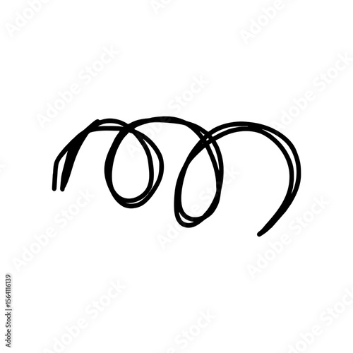 Curly Ribbon or Streamer in Playful Black Doodle Line Style for Party Decorations, Celebration Graphics, Scrapbooking and Creative Design Projects on Transparent SVG Background