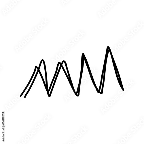 Wavy zigzag line in bold black doodle style, perfect for kids’ learning materials, creative infographics, scrapbook accents, and web backgrounds in SVG format on transparent background