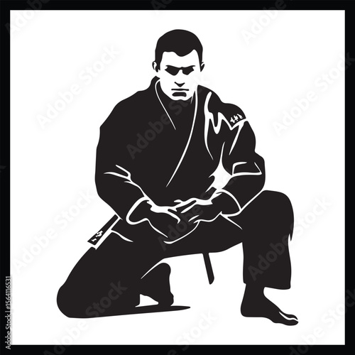 Brazilian Jiu-Jitsu Pose Silhouette