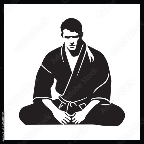 Jiu-Jitsu Grappling Silhouette Clipart