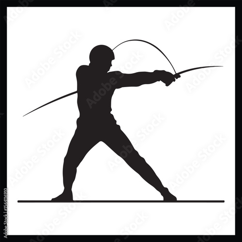 Fencing Duel Silhouette Clipart on White Background