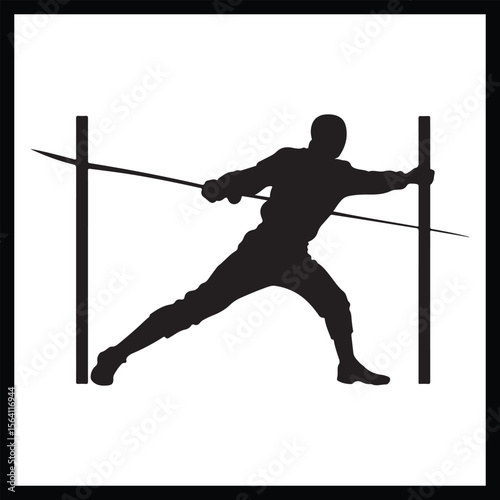 Fencers in Action Silhouette Illustration