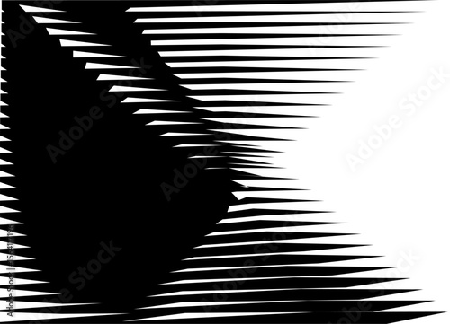 Divided Black and White Vector Background from Sharp Lines. Striped Pattern for Covers, Packaging, Textiles, Advertising. Halftone. Broken Ribbed Shapes. Spots with Place for Text