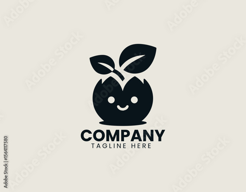 Organic farm egg logo in minimalist vector illustration with eco branding and rustic design elements