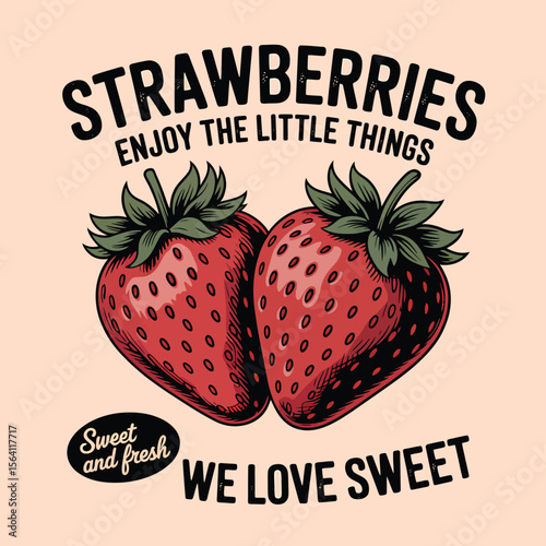 Delightful strawberries graphic, a sweet treat ready for your design. Use this scalable resource for cheerful branding, logo, or sticker. Perfect for food themed projects.
