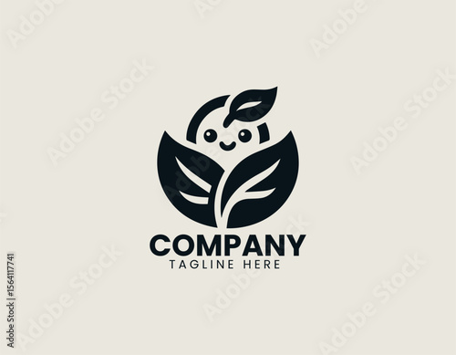 Organic farm egg logo in minimalist vector illustration with eco branding and rustic design elements