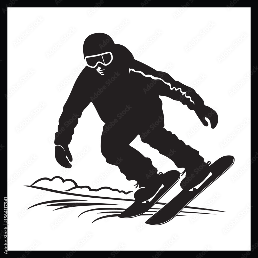 Fototapeta premium Snowboarding Silhouette Clipart Design