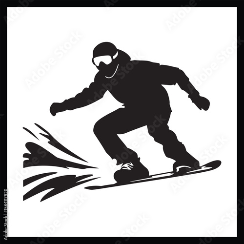 Snowboarder in Action Silhouette