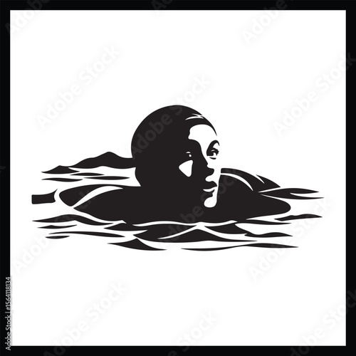 Swimmer in Motion Silhouette Clipart
