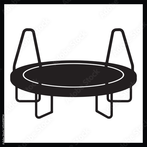 Trampoline Silhouette Clipart on White Background