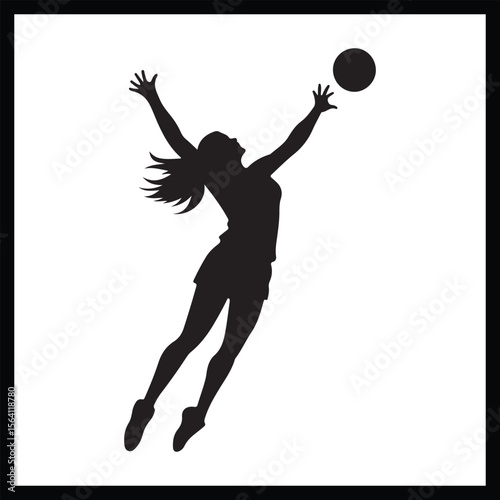 Volleyball Silhouette Clipart on White Background
