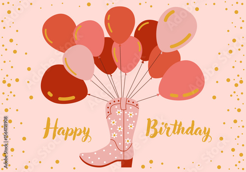 Cowboy party illustration with wild west decoration for birthday