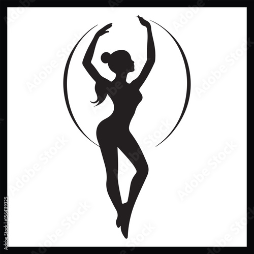 Rhythmic Ribbon Gymnast Silhouette