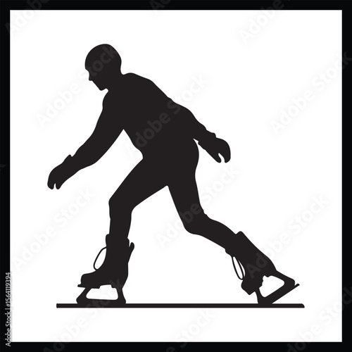 Ice Skater in Action Silhouette