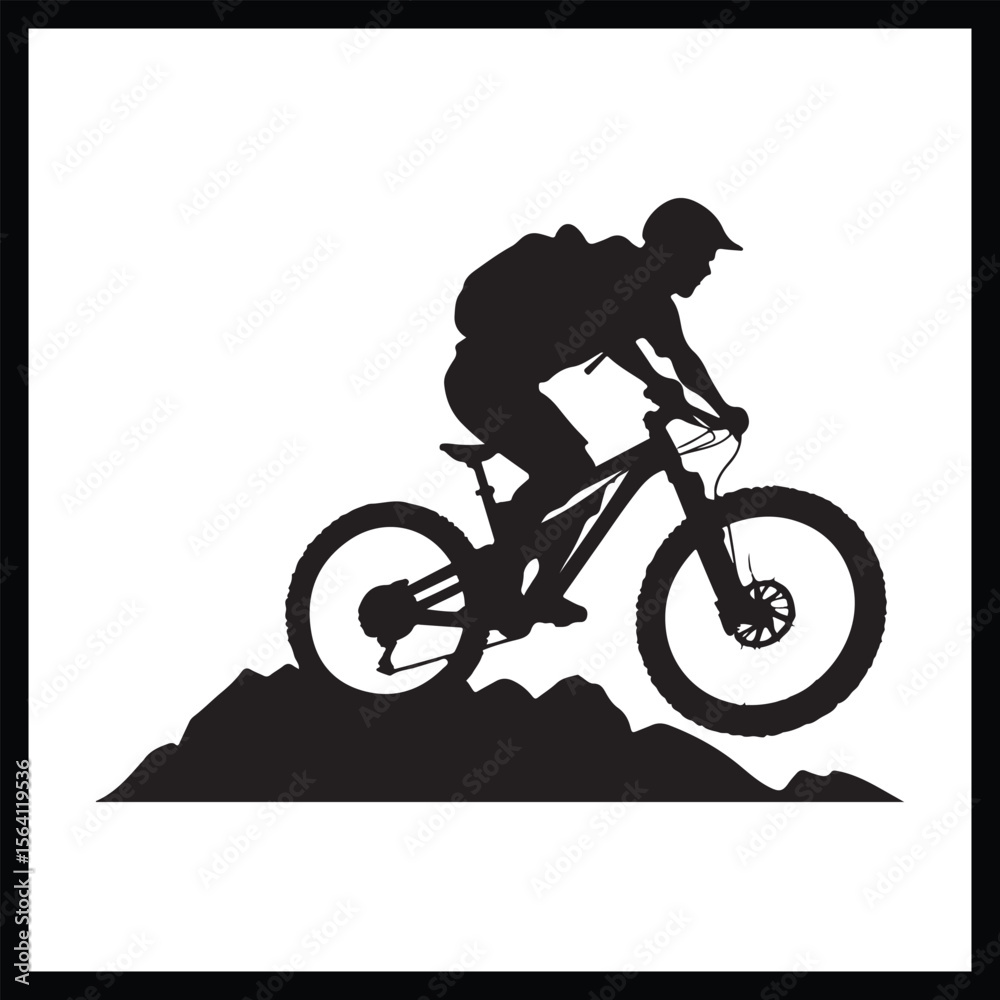 Fototapeta premium Mountain Biking Silhouette Clipart