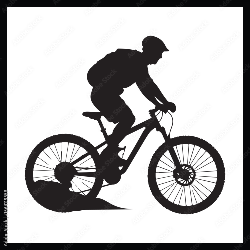 Fototapeta premium Mountain Bike Rider Silhouette Art