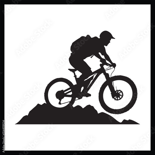 Mountain Biking Silhouette Clipart
