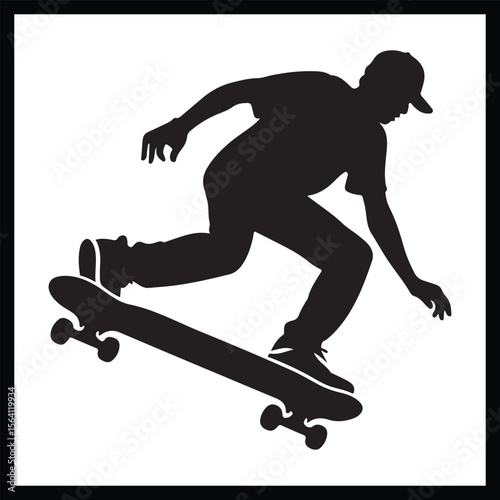 Skateboarding Stunt Silhouette Art