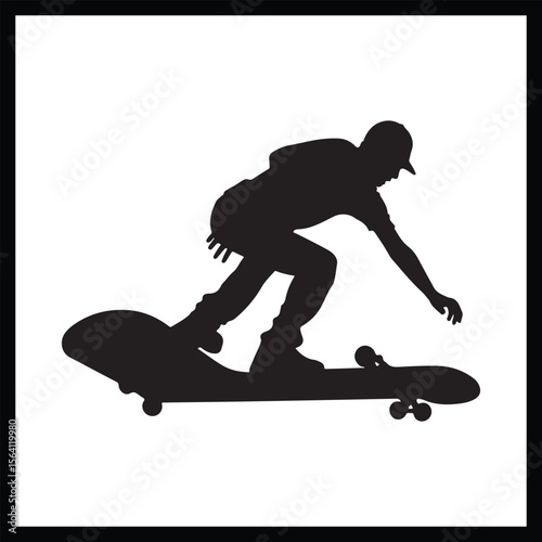 Skater in Action Silhouette Clipart