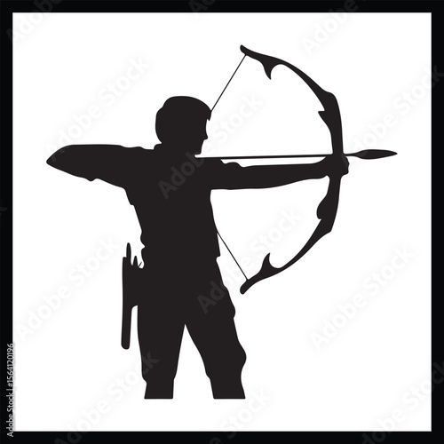 Archery Silhouette Clipart on White Background