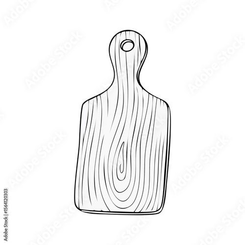 Hand drawn wooden cutting board illustration with grain texture