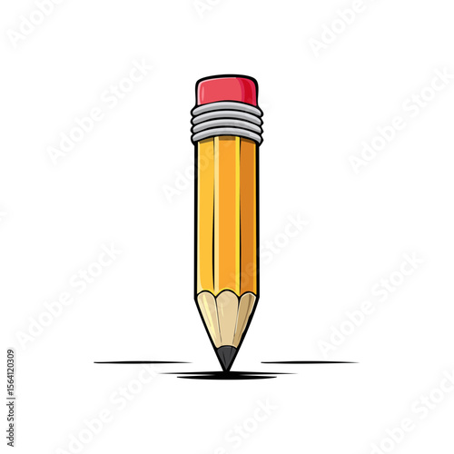Yellow pencil with red eraser illustration