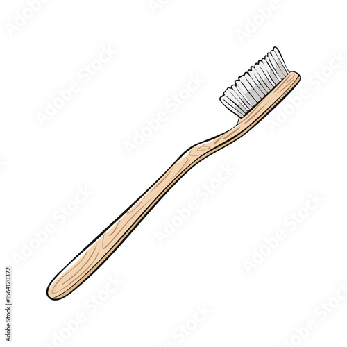 Wooden toothbrush vector illustration