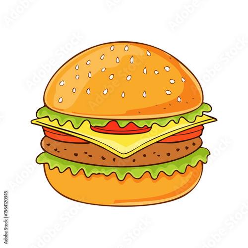 Tasty burger with cheese illustration