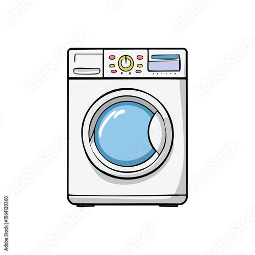 Modern washing machine with blue door illustration