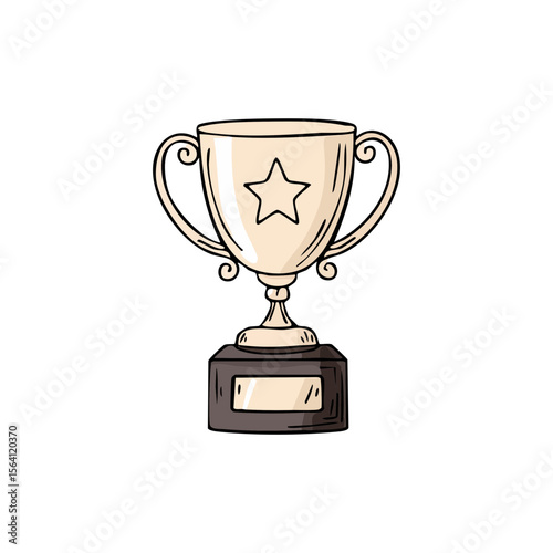 Vector drawing of a champion prize cup with star emblem