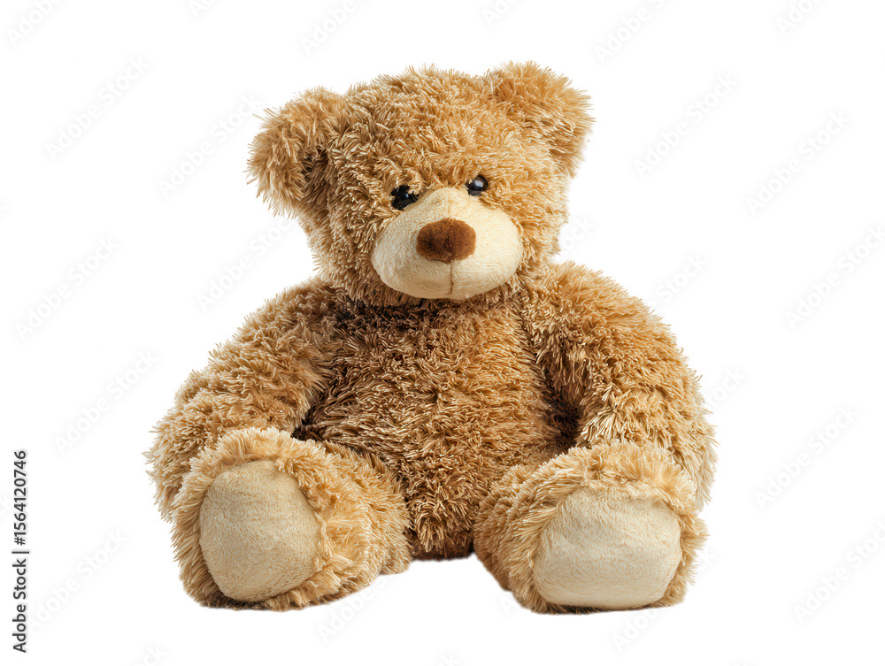 Fototapeta premium Adorable Fluffy Teddy Bear Sitting Down, A Perfect Companion for Cuddles and Comfort