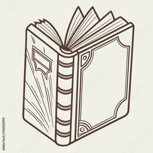 Book icon with slightly open pages and centered spine alignment


