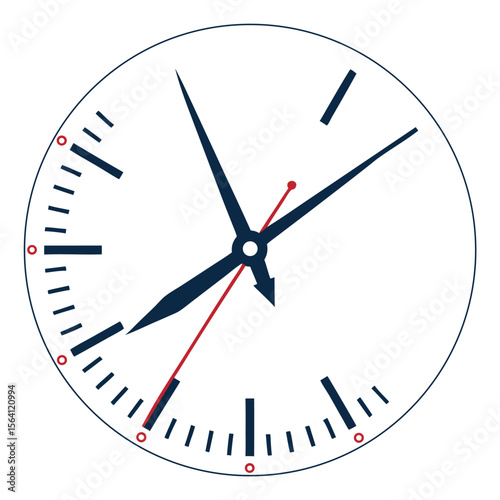 Clock face icon with aligned minute/hour hands and thin ticks

