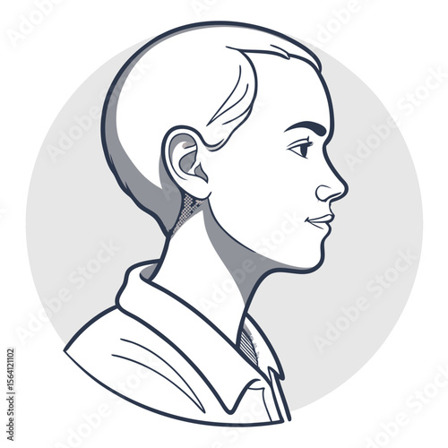 Simple user profile icon with circular avatar and subtle shadow under chin

