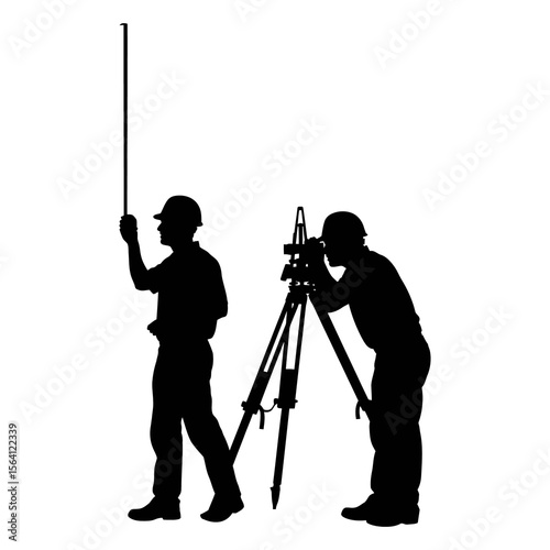 Surveyors at Work Professional Vector Set Illustration